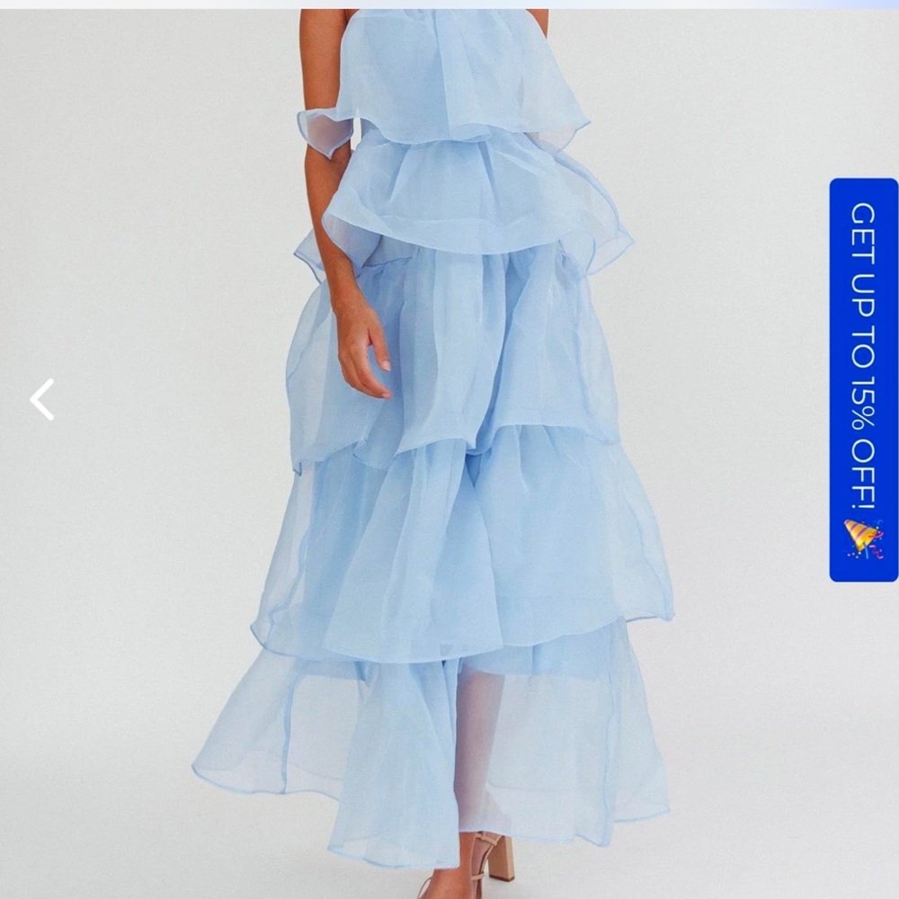Behati Tiered Layer Midi Dress Blue